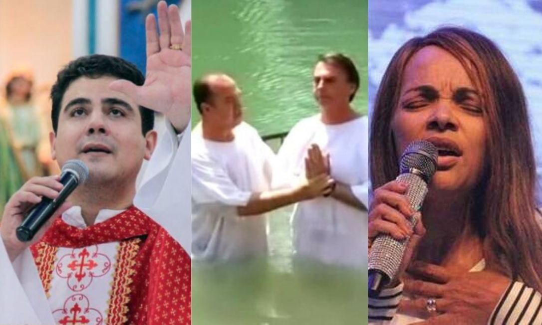 Padre Robson de Oliveira, pastor Everaldo Pereira e pastora Flordelis dos Santos de Souza/Montagem de fotos: Catarinas
