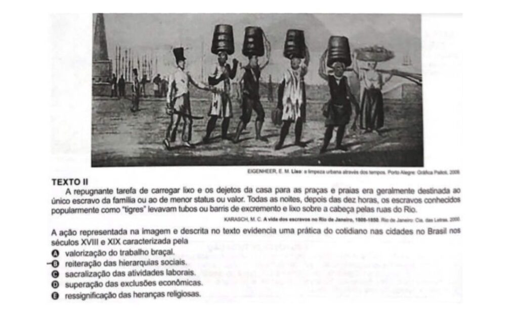 Questão do Enem 2021 sobre escravidão.