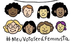 Arte de aniversário da coluna Meu Voto Será Feminista